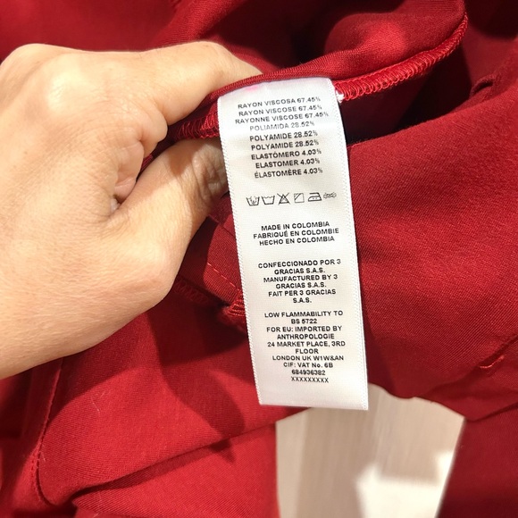 NWOT Anthropologie Cranberry Red Tailored Wide Leg Pants Tie Front Waist Size 6 - Picture 9 of 10